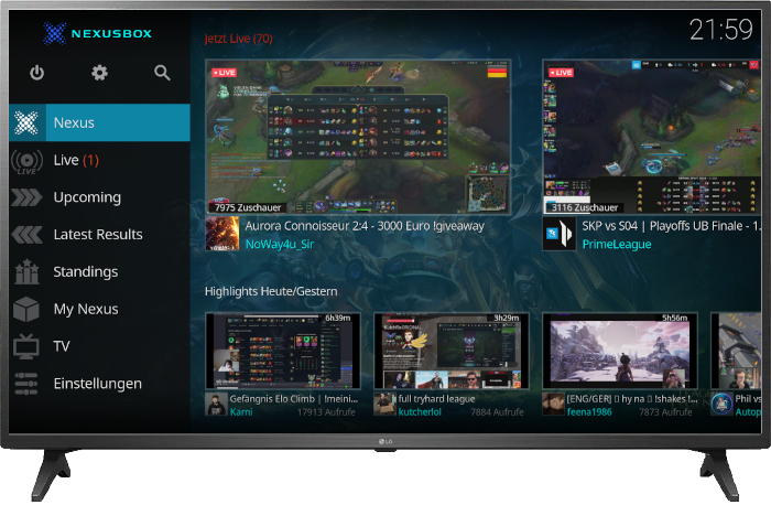 Nexusbox GUI Screenshot of the main menu